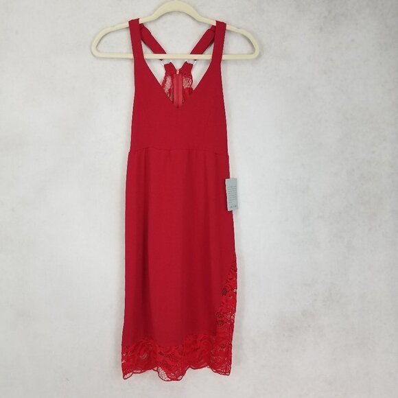NEW Velvet Torch Size XL Lace trim Sleeveless Mini Dress in Red NEW w flaw - Picture 2 of 12